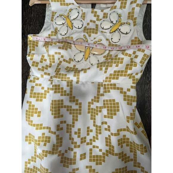 KARTA Ivory Butterfly Large Jewel Beaded Dress Top Size Medium M Geometric N69 - Picture 2 of 5